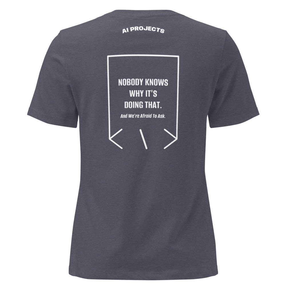 Nobody Knows Why It's Doing That. — Heather Navy White back mockup