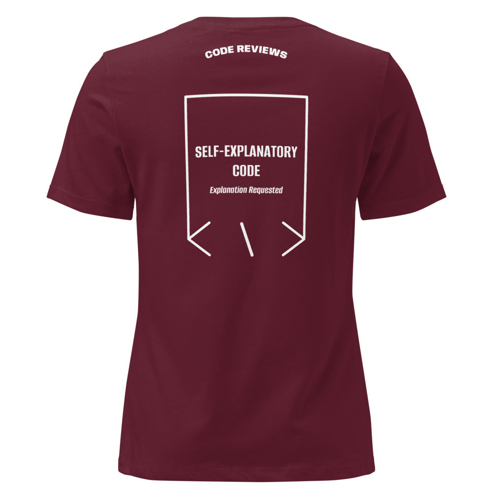 Self-Explanatory Code — Maroon White back mockup