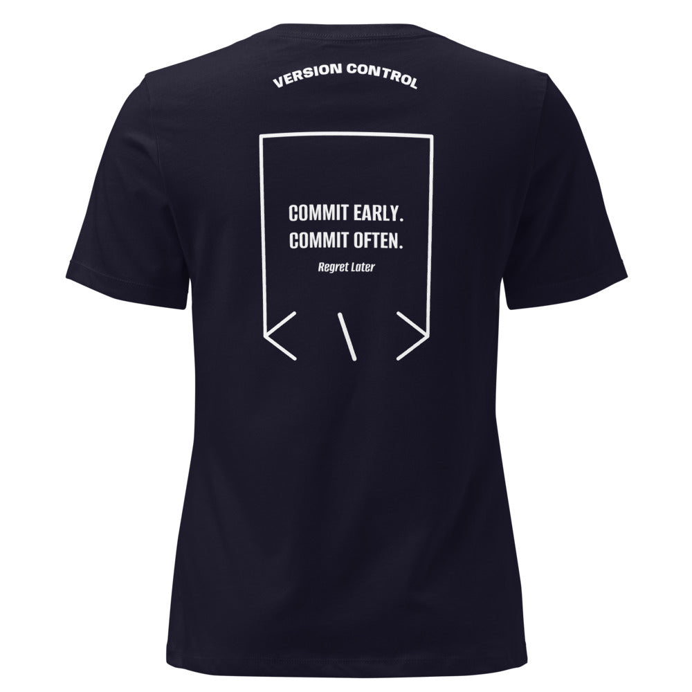 Commit Early. Commit Often. — Navy White back mockup