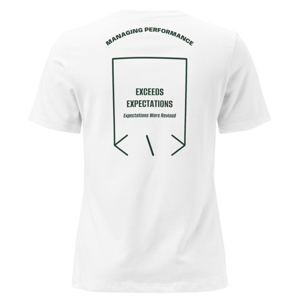 Exceeds Expectations — White Forest Green back mockup