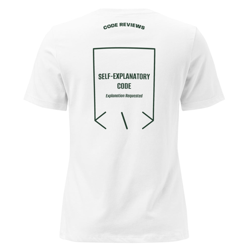 Self-Explanatory Code — White Forest Green back mockup
