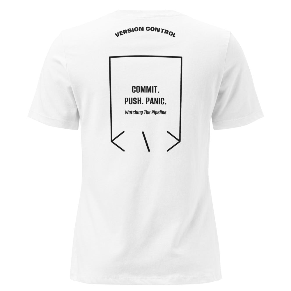 Commit. Push. Panic. — White Black back mockup