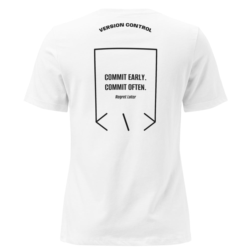 Commit Early. Commit Often. — White Black back mockup
