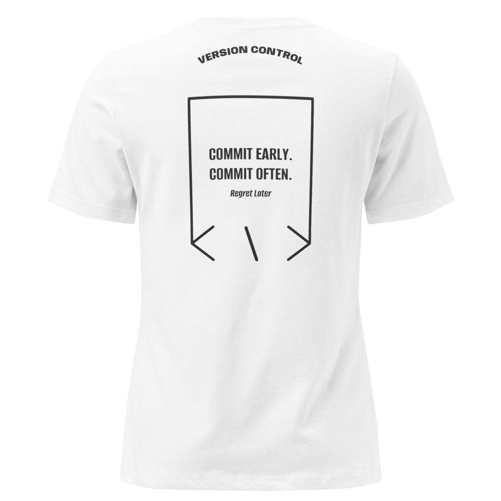 Commit Early. Commit Often. — White Dark Grey Heather back mockup
