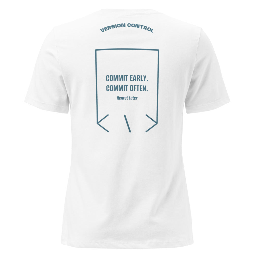 Commit Early. Commit Often. — White Heather Deep Teal back mockup