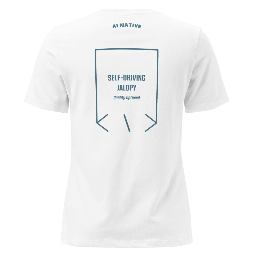 Self-Driving Jalopy — White Heather Deep Teal back mockup