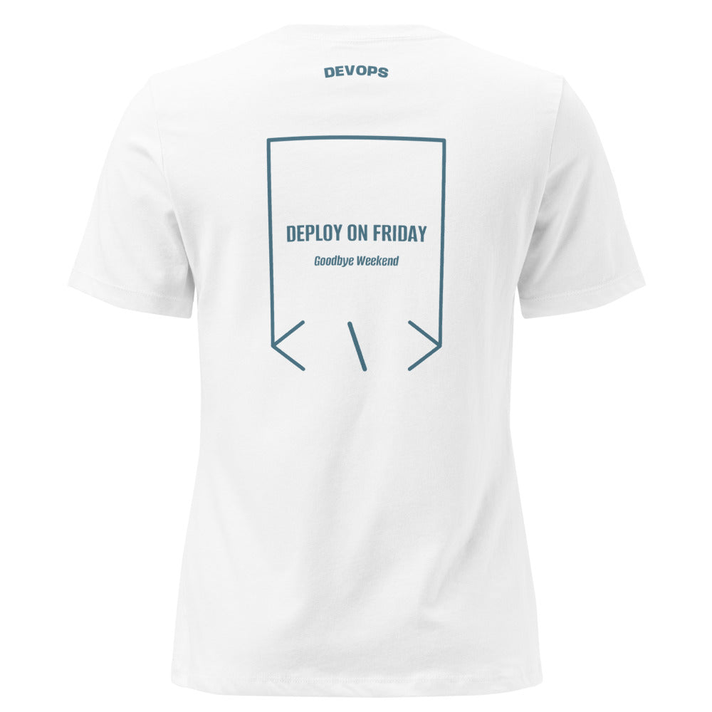 Deploy On Friday — White Heather Deep Teal back mockup