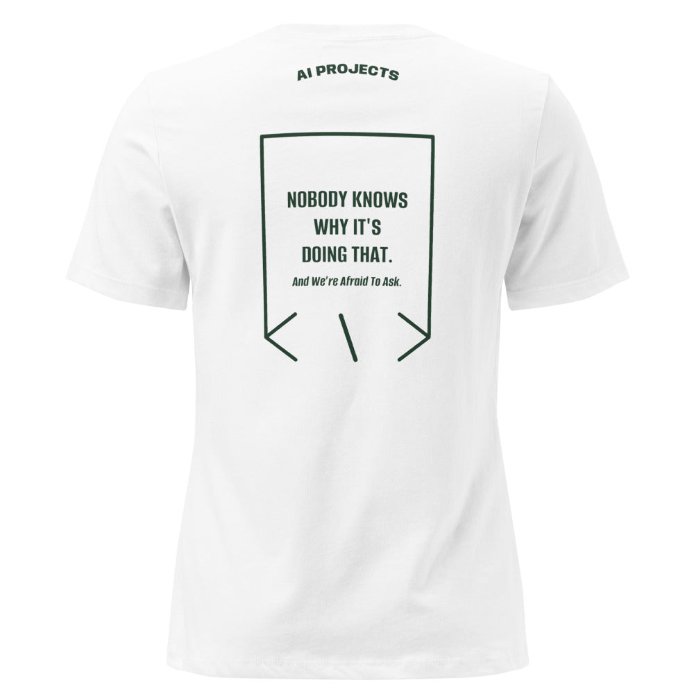 Nobody Knows Why It's Doing That. — White Forest Green back mockup