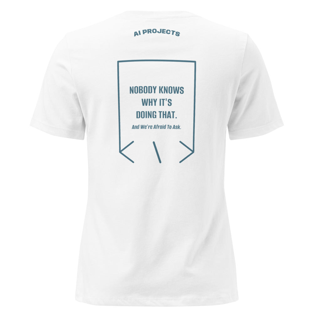 Nobody Knows Why It's Doing That. — White Heather Deep Teal back mockup