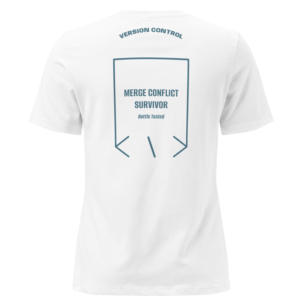 Merge Conflict Survivor — White Heather Deep Teal back mockup