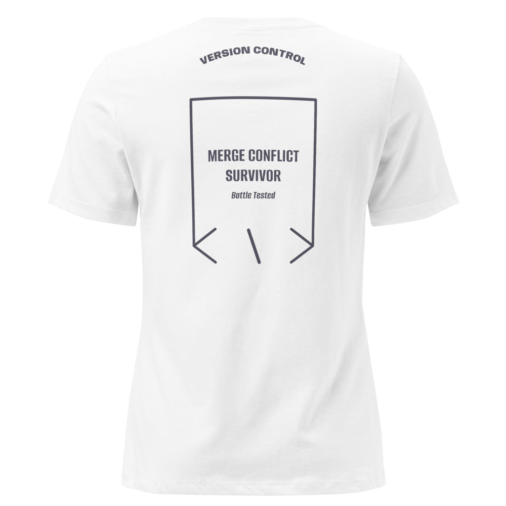 Merge Conflict Survivor — White Heather Navy back mockup