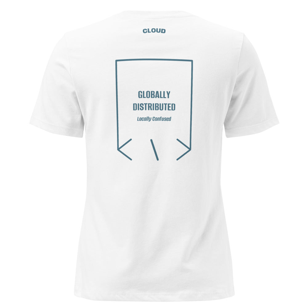Globally Distributed — White Heather Deep Teal back mockup