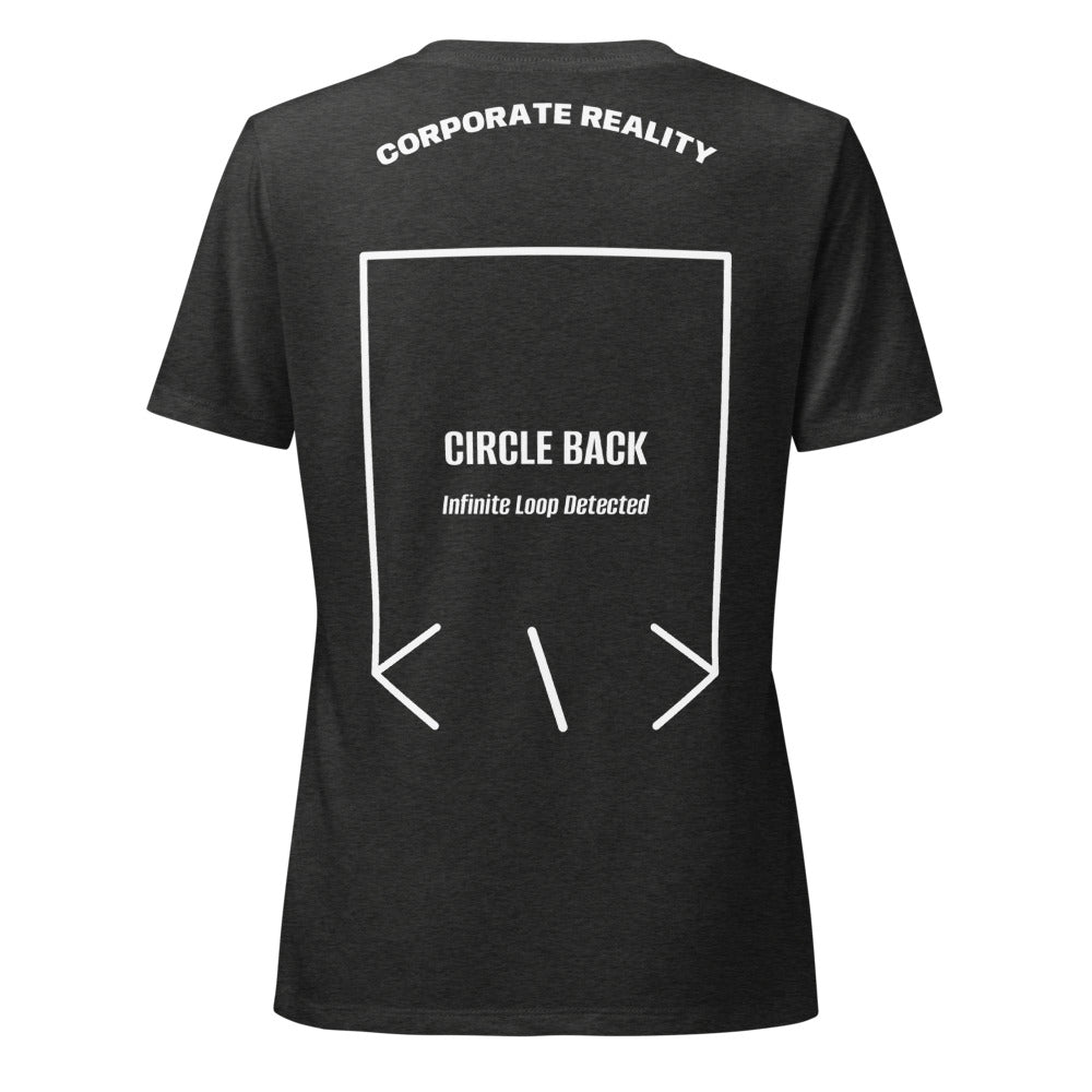 Circle Back — Dark Grey Heather Solid White Blend back mockup
