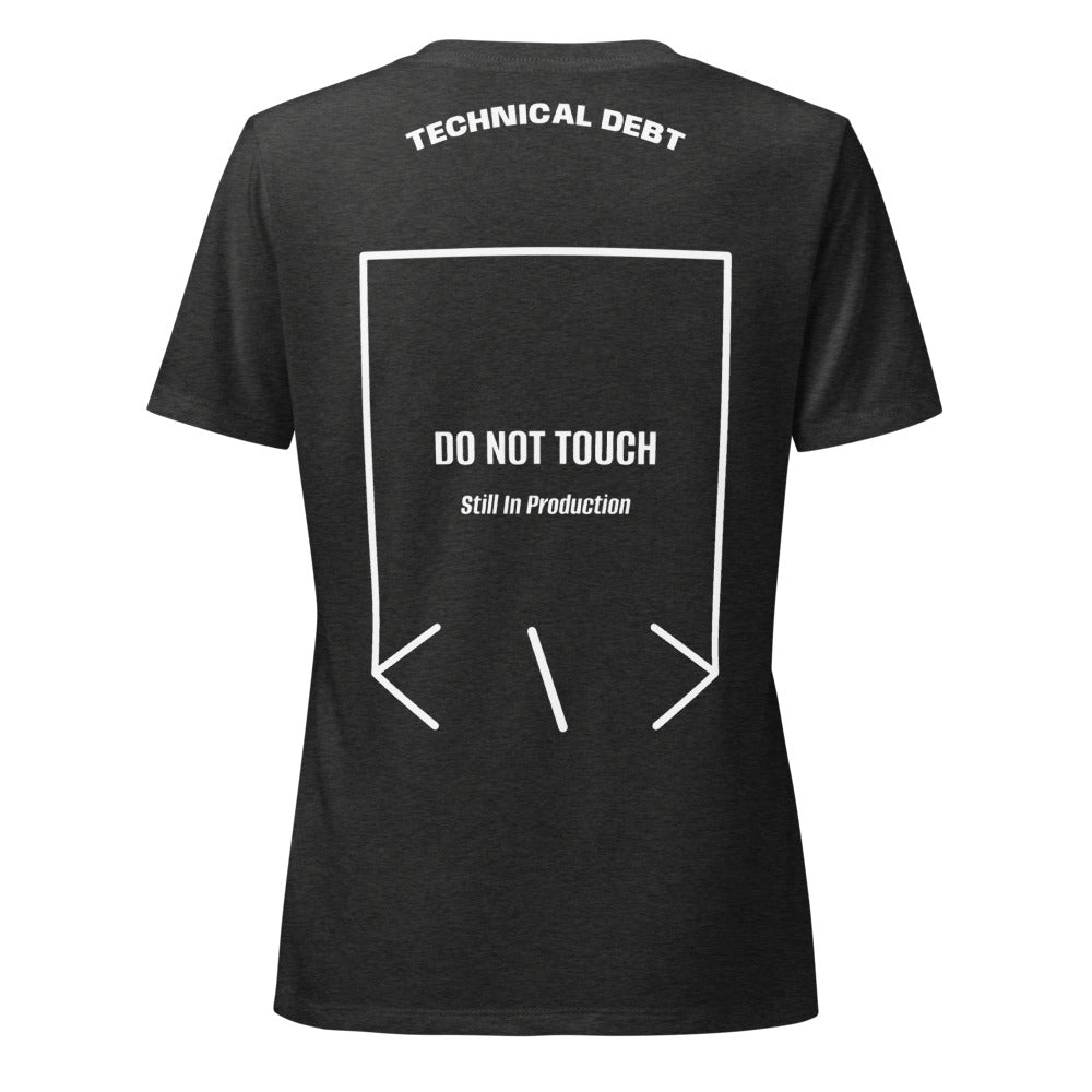 Do Not Touch — Dark Grey Heather Solid White Blend back mockup