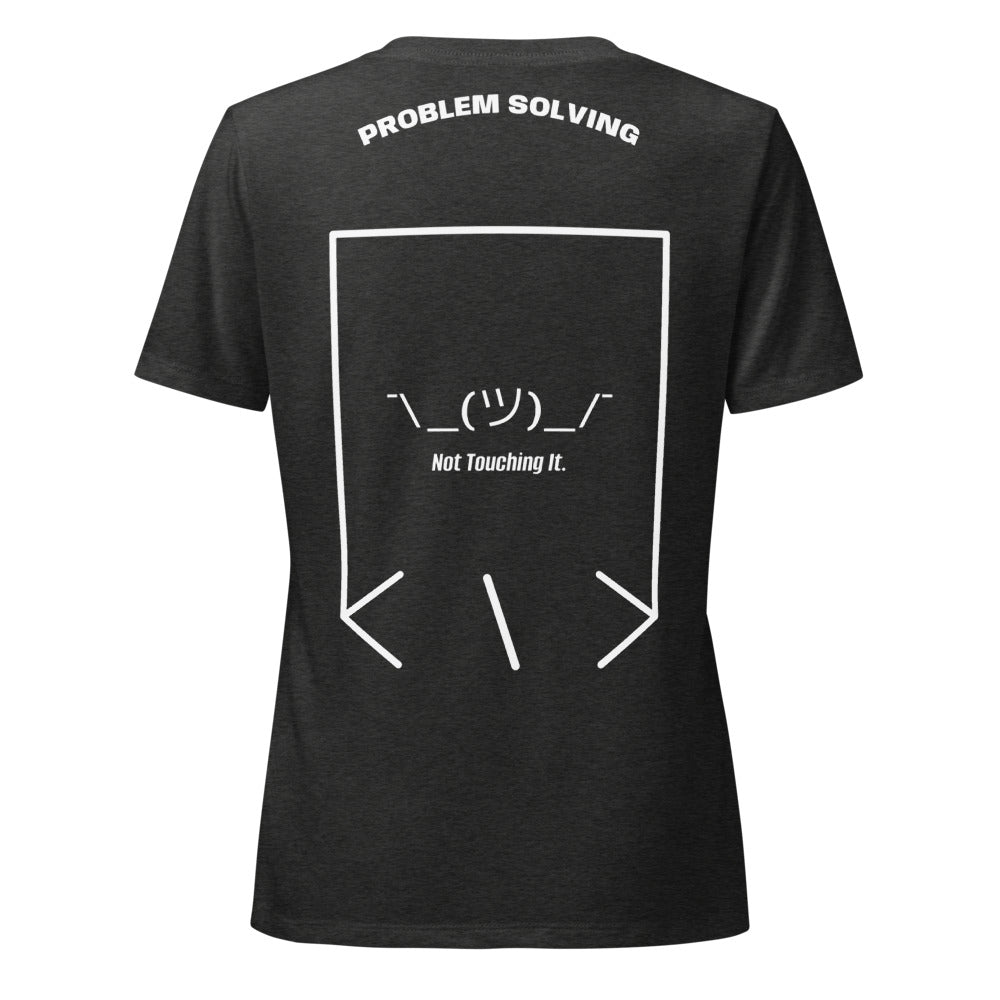 ¯\_(ツ)_/¯ — Dark Grey Heather Solid White Blend back mockup