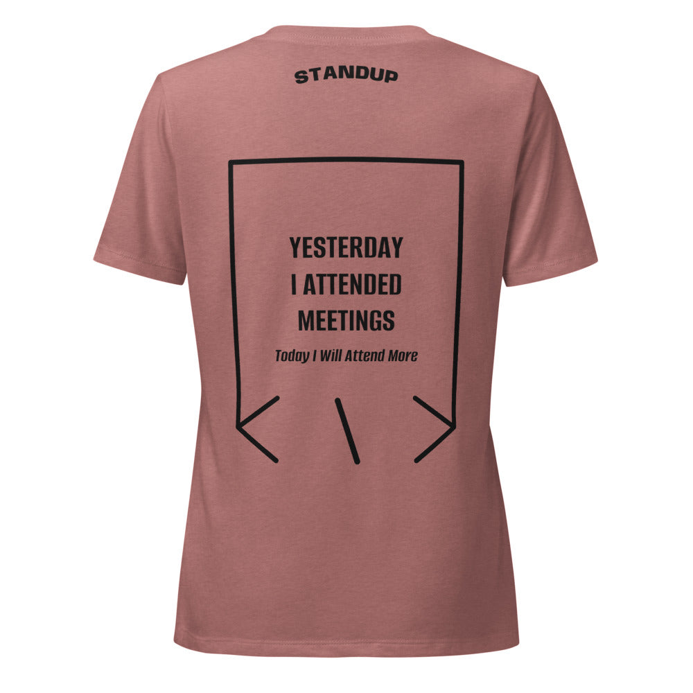 Yesterday I Attended Meetings — Heather Mauve Solid Black Blend back mockup