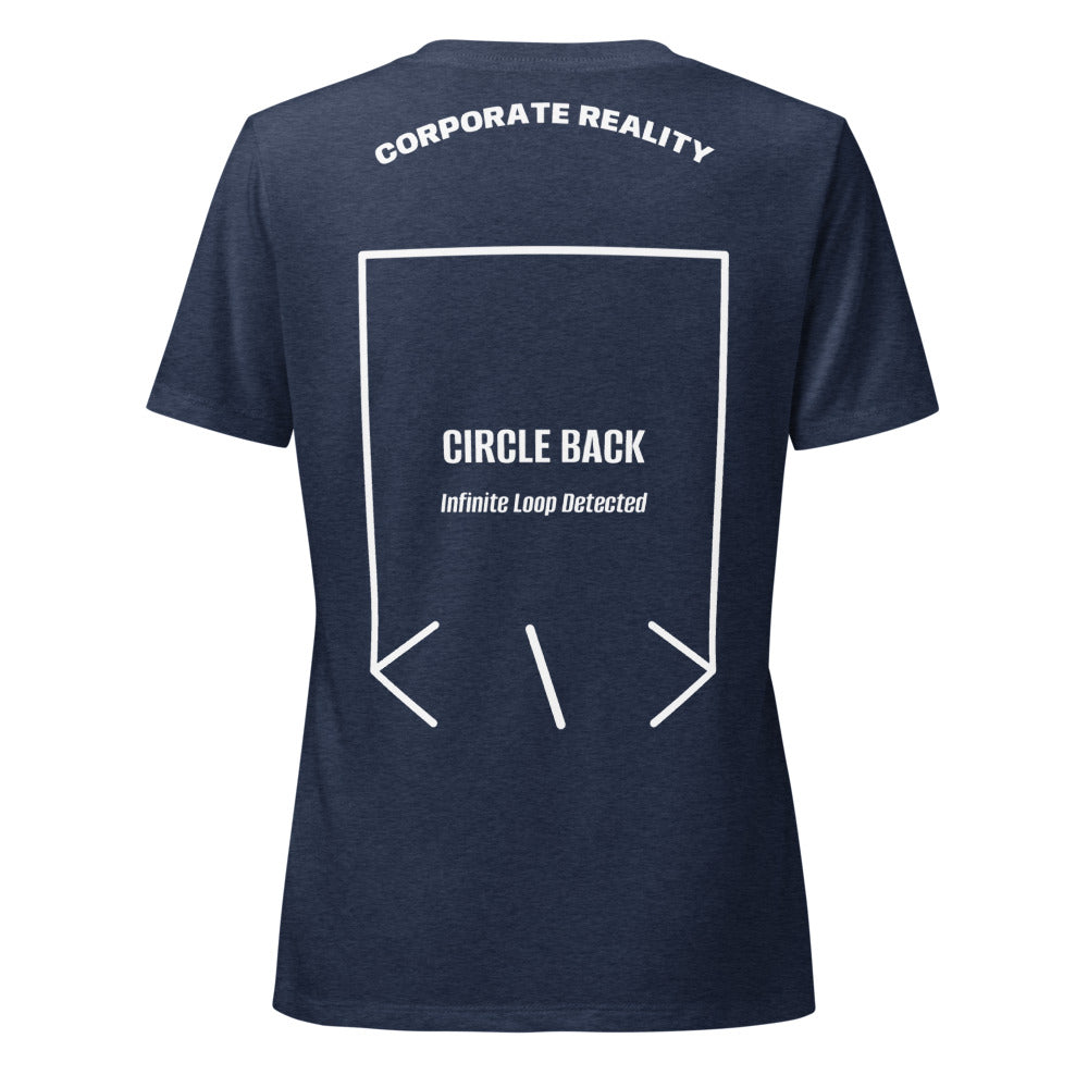 Circle Back — Heather Navy Solid White Blend back mockup