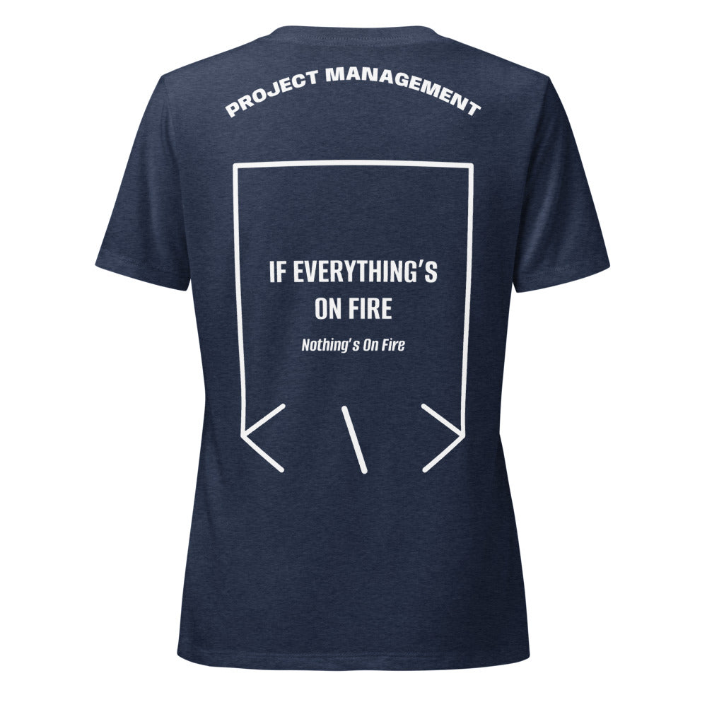 If Everything’s On Fire — Heather Navy Solid White Blend back mockup