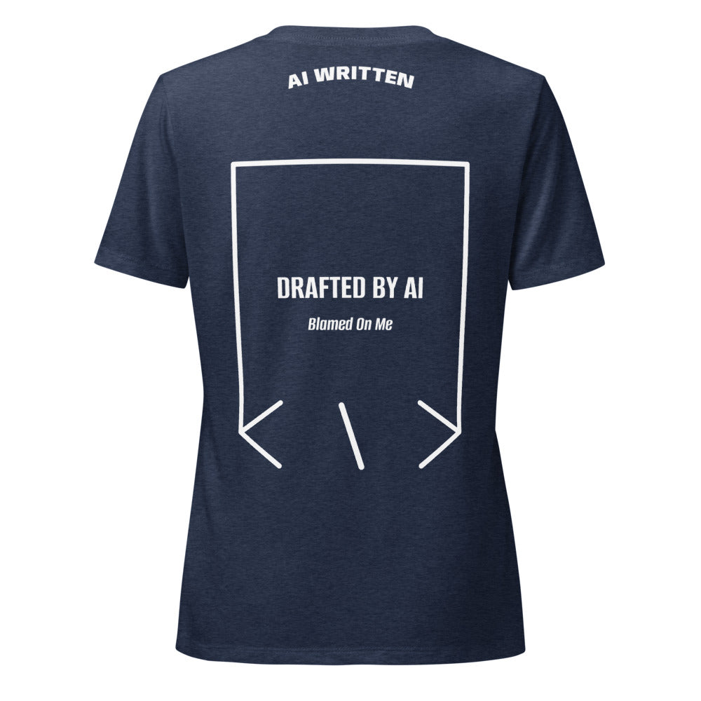 Drafted By AI — Heather Navy Solid White Blend back mockup