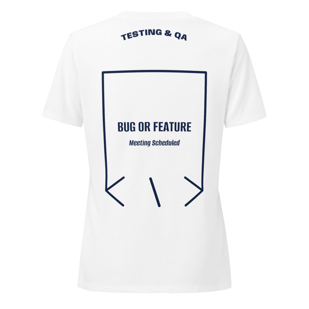 Bug Or Feature — Solid White Blend Heather Navy back mockup