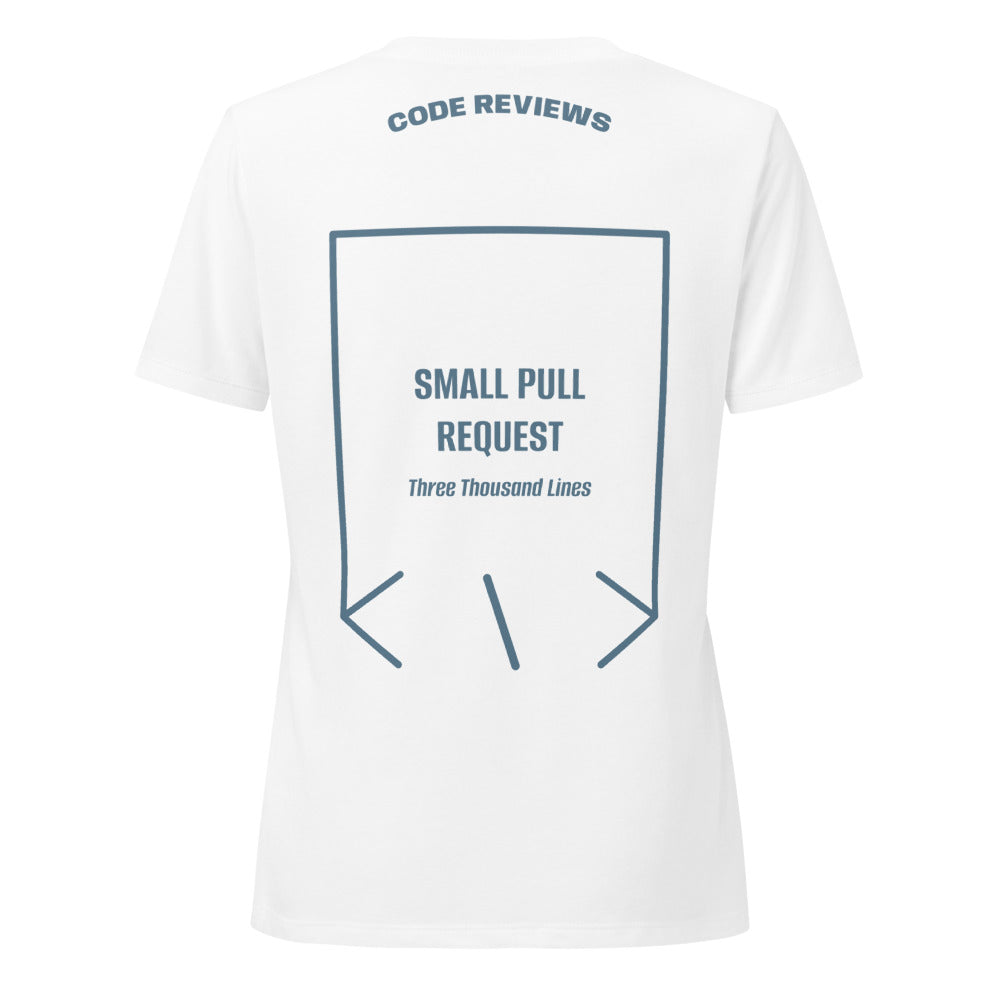 Small Pull Request — Solid White Blend Heather Slate back mockup