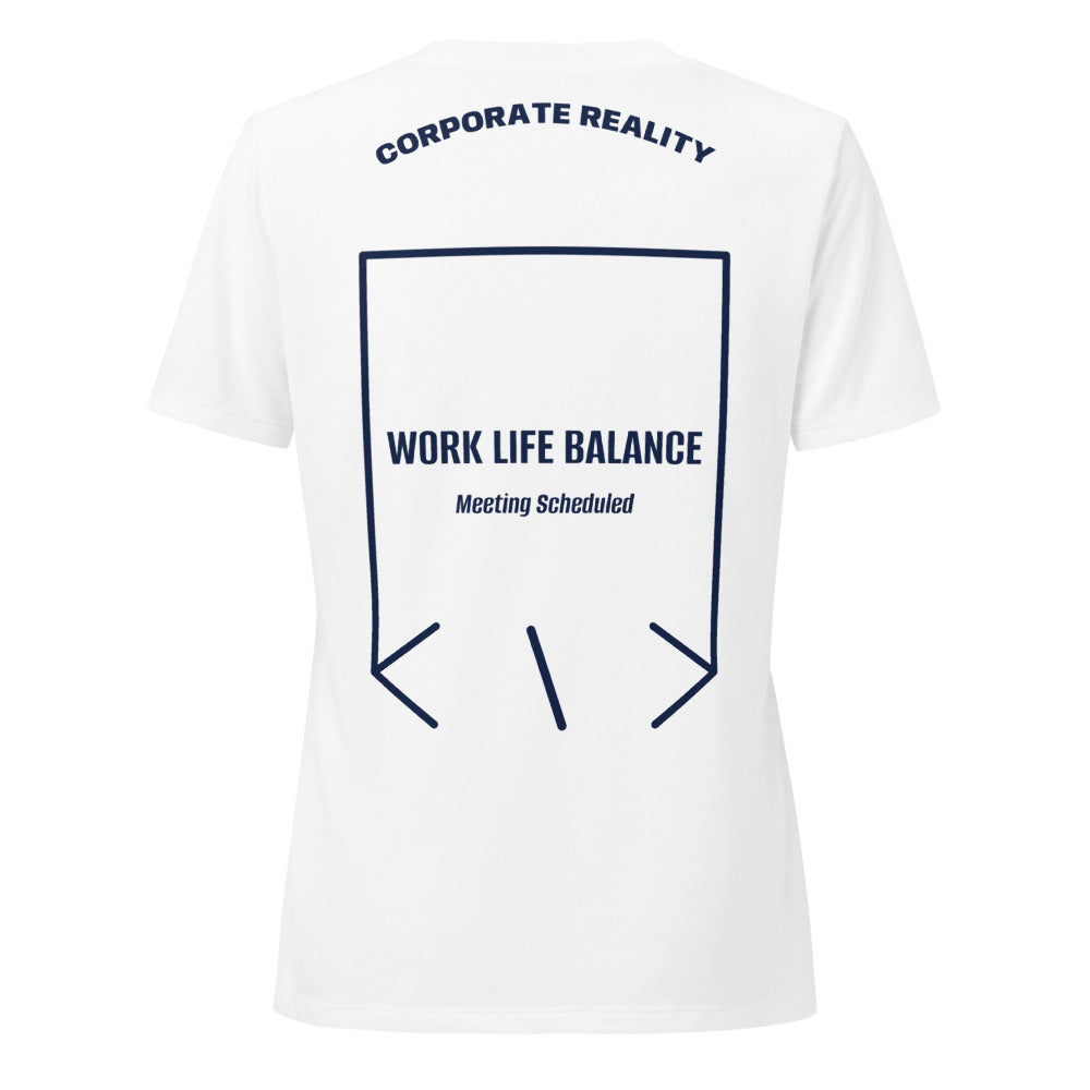 Work Life Balance — Solid White Blend Heather Navy back mockup