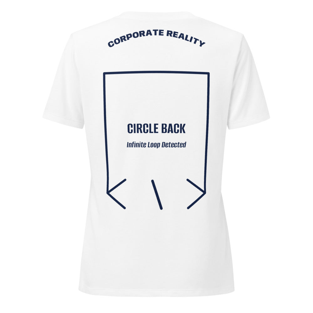 Circle Back — Solid White Blend Heather Navy back mockup