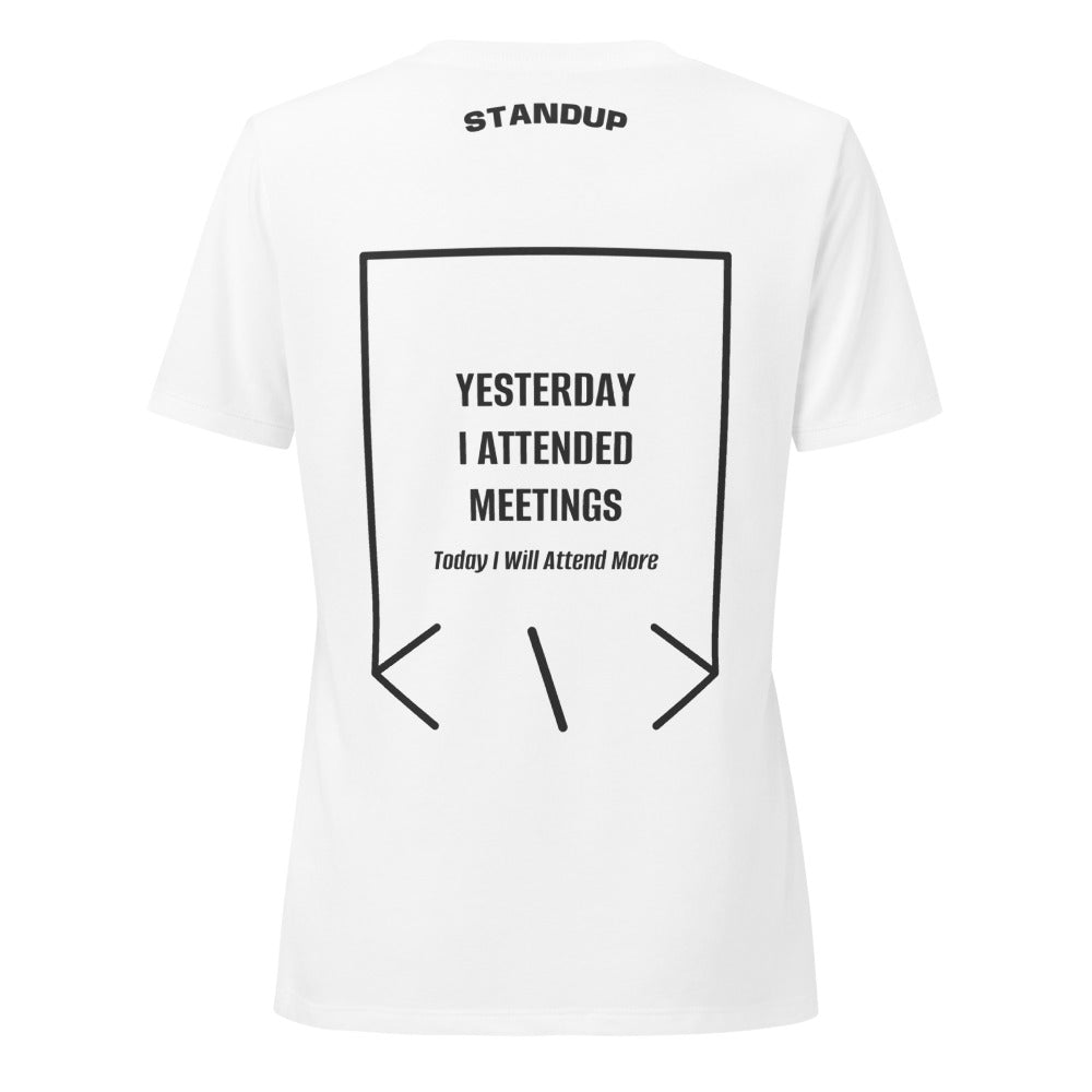 Yesterday I Attended Meetings — Solid White Blend Dark Grey Heather back mockup