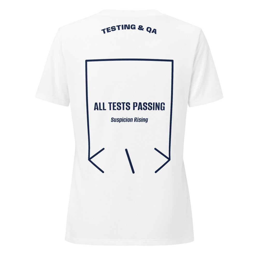 All Tests Passing — Solid White Blend Heather Navy back mockup