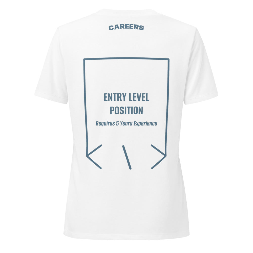 Entry Level Position — Solid White Blend Heather Slate back mockup