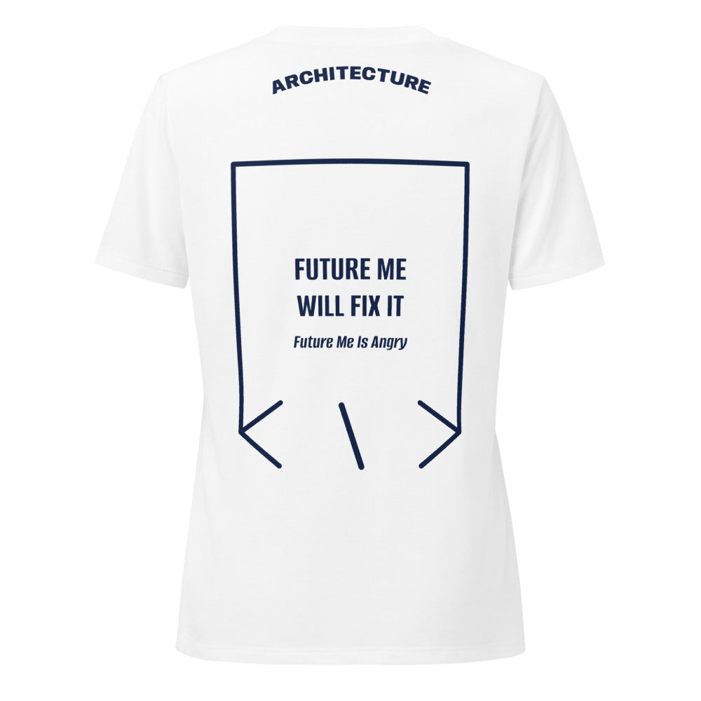 Future Me Will Fix It — Solid White Blend Heather Navy back mockup