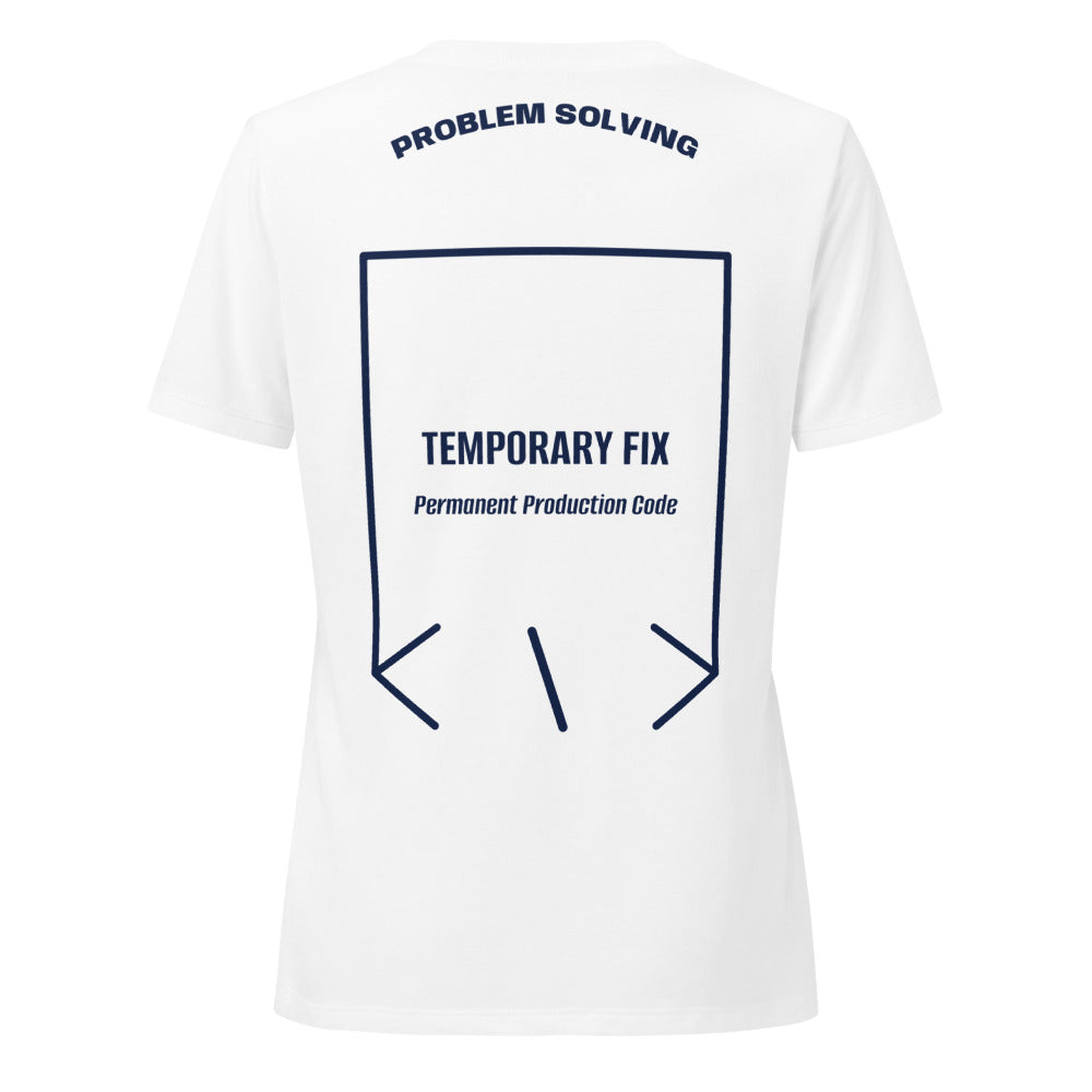 Temporary Fix — Solid White Blend Heather Navy back mockup