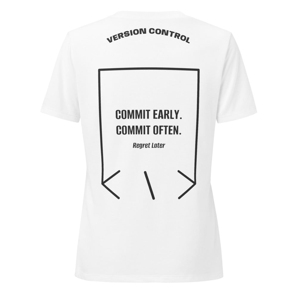 Commit Early. Commit Often. — Solid White Blend Dark Grey Heather back mockup