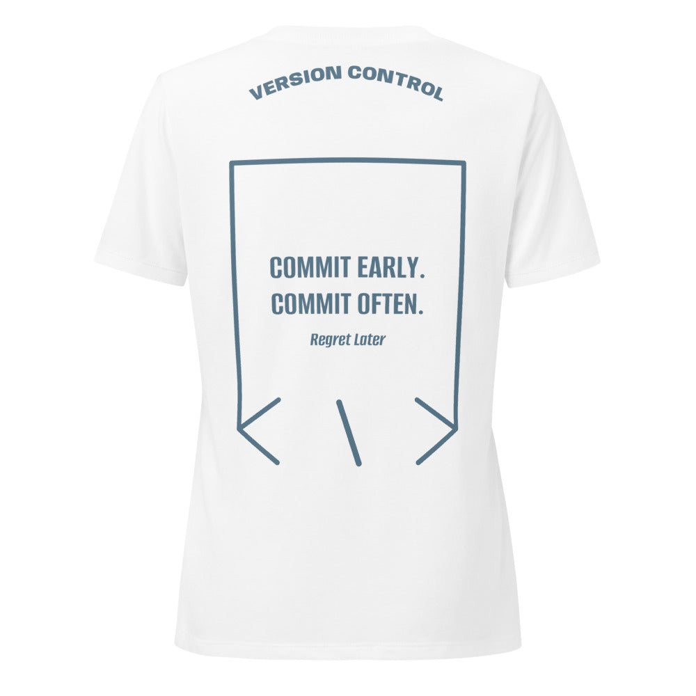 Commit Early. Commit Often. — Solid White Blend Heather Slate back mockup