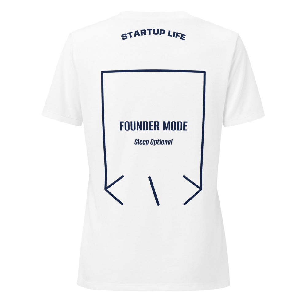Founder Mode — Solid White Blend Heather Navy back mockup