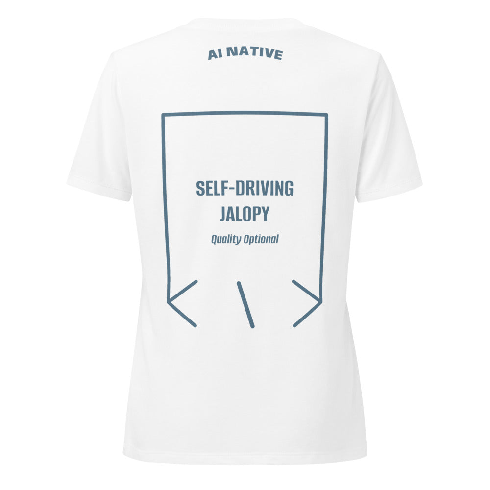 Self-Driving Jalopy — Solid White Blend Heather Slate back mockup