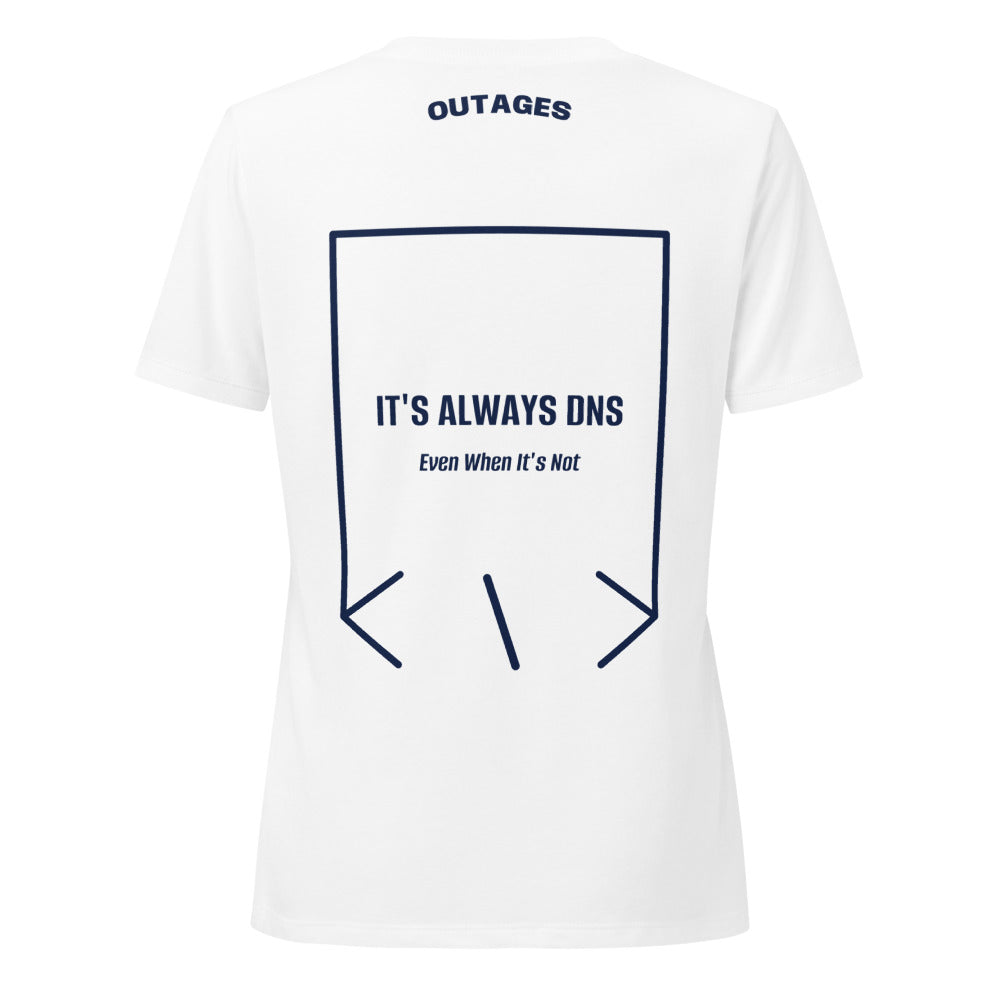 It's Always DNS — Solid White Blend Heather Navy back mockup