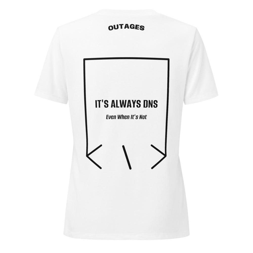 It's Always DNS — Solid White Blend Solid Black Blend back mockup