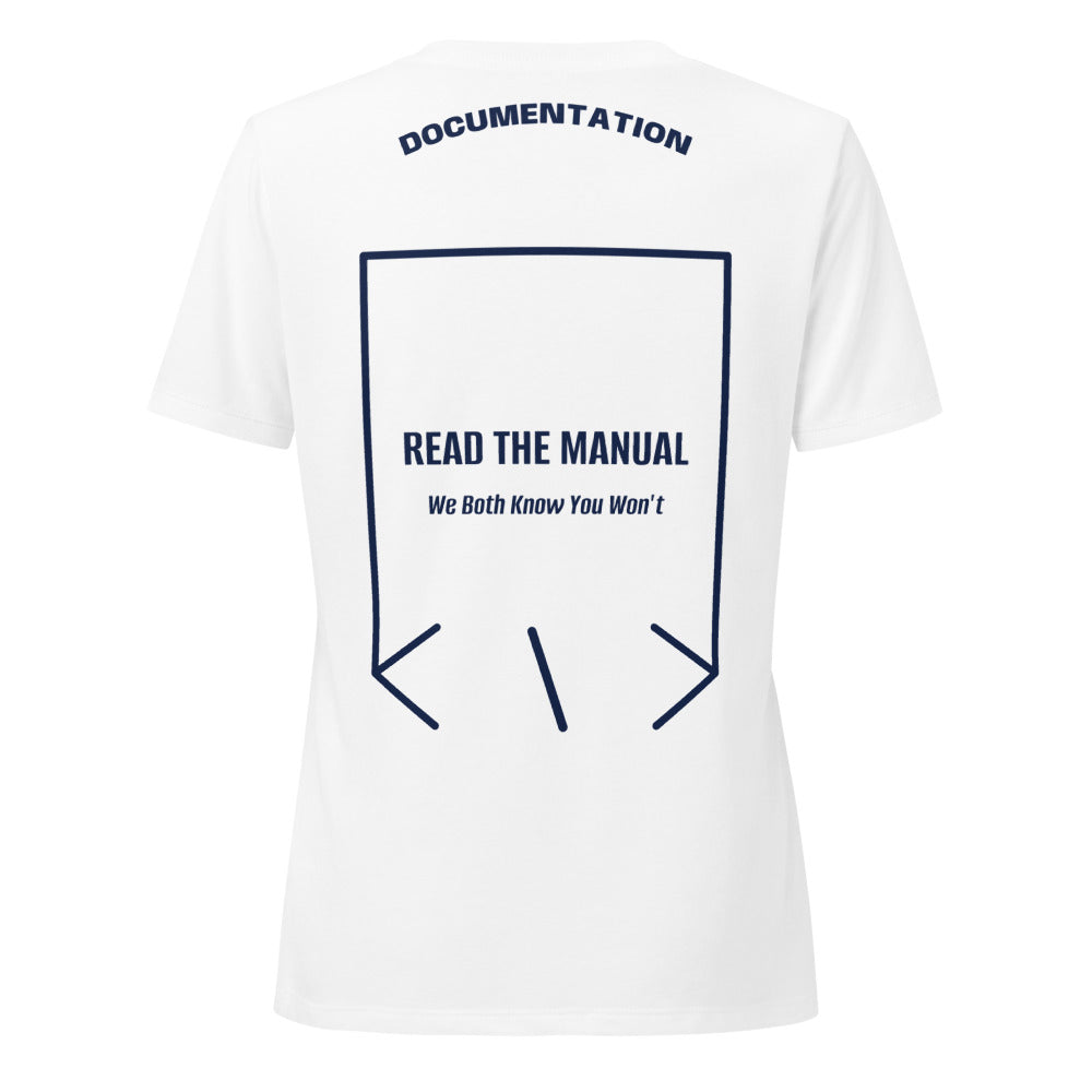 Read The Manual — Solid White Blend Heather Navy back mockup