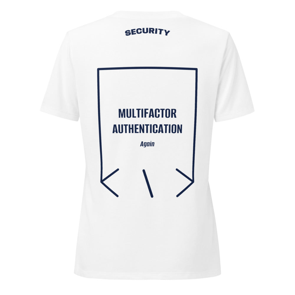Multifactor Authentication — Solid White Blend Heather Navy back mockup