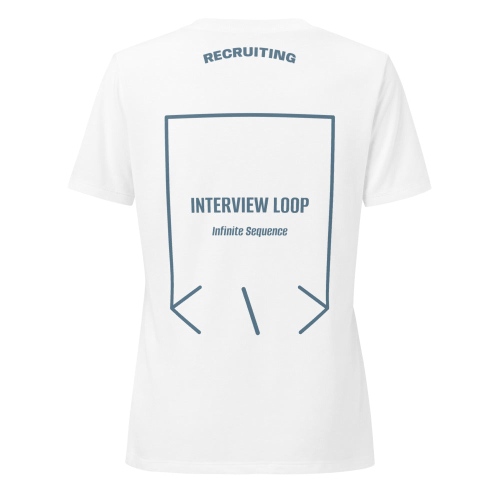Interview Loop — Solid White Blend Heather Slate back mockup