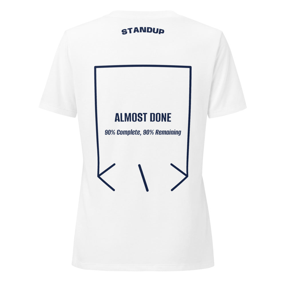 Almost Done — Solid White Blend Heather Navy back mockup