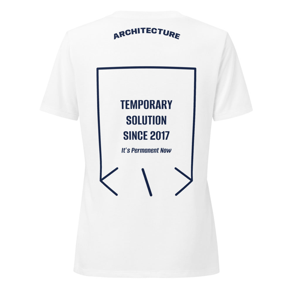 Temporary Solution Since 2017 — Solid White Blend Heather Navy back mockup