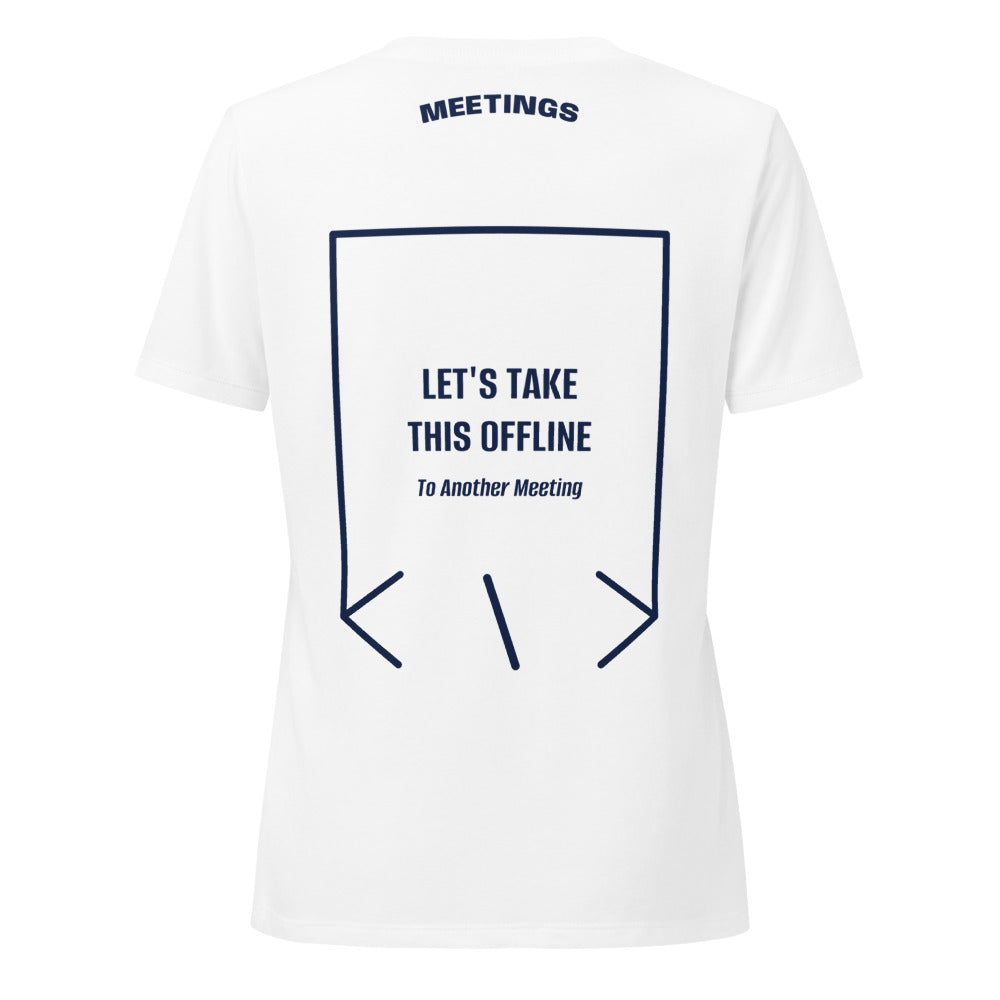 Let's Take This Offline — Solid White Blend Heather Navy back mockup