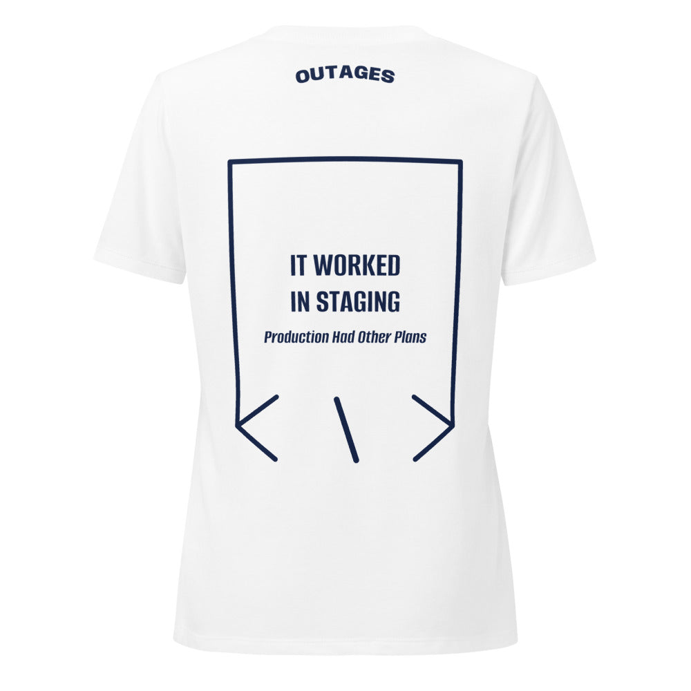 It Worked In Staging — Solid White Blend Heather Navy back mockup