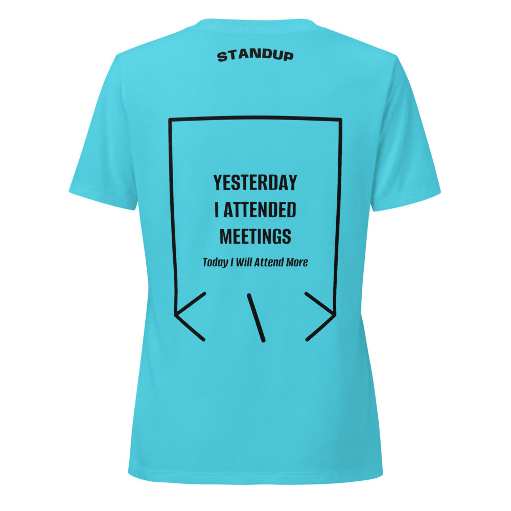 Yesterday I Attended Meetings — Turquoise Solid Black Blend back mockup
