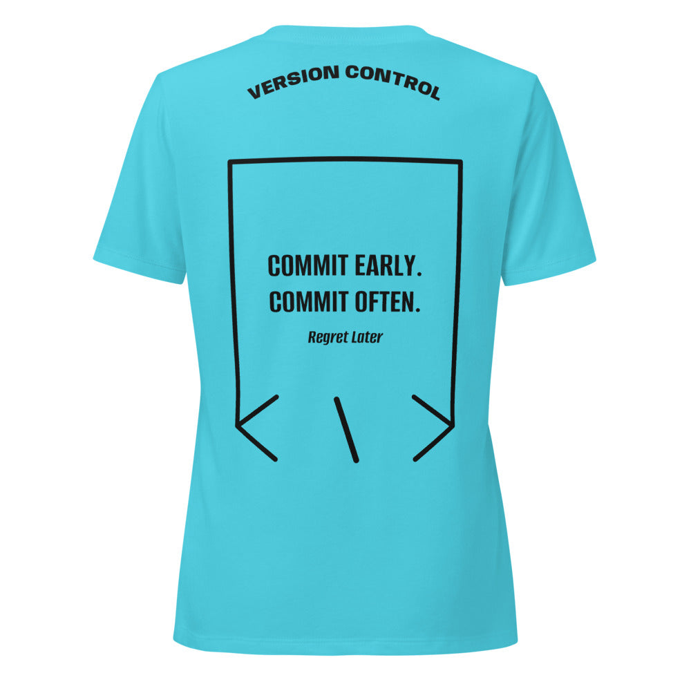 Commit Early. Commit Often. — Turquoise Solid Black Blend back mockup