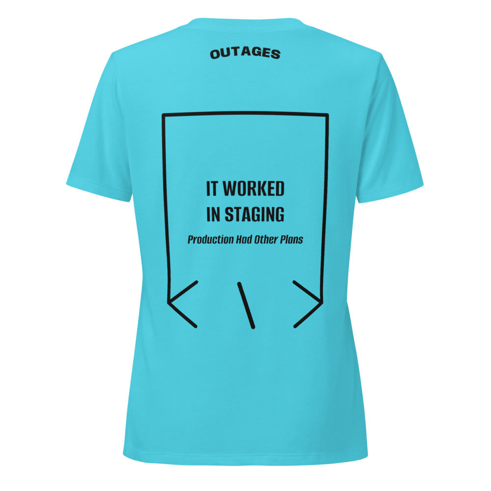 It Worked In Staging — Turquoise Solid Black Blend back mockup