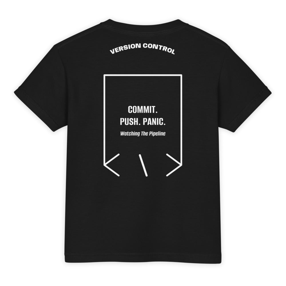 Commit. Push. Panic. — Black White back mockup