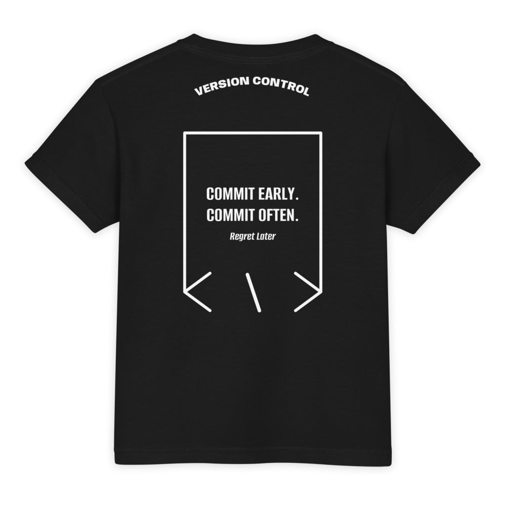 Commit Early. Commit Often. — Black White back mockup